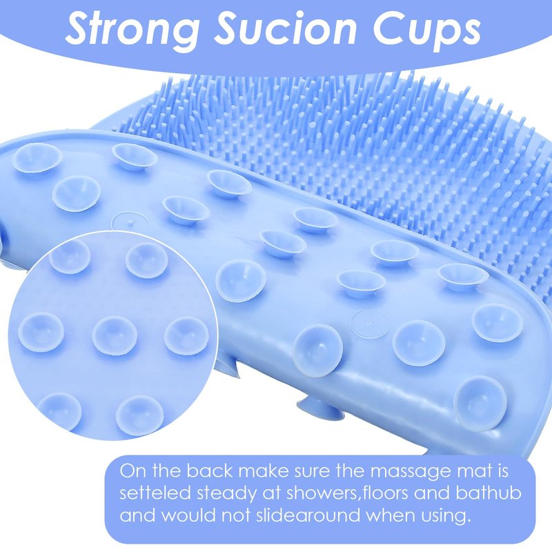 Guduling Foot Scrubber Shower,Silicone Shower Feet Scrubber Mat with Non-Slip Suction Cups,Exfoliating Bath Wash Pad,Foot and Back Scrubbers for Showers Floor,Blue