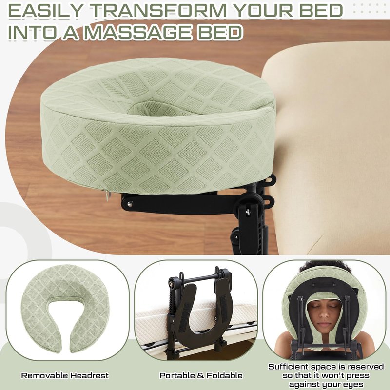 Qunclay Massage Headrest for Face Bed Adjustable Massage Cradle Home 17" Height Bed Massages Head Holder Portable Head Rest Table Kit Sleeping Mattress Comfortable Face Down Pillow After Eye Surgery