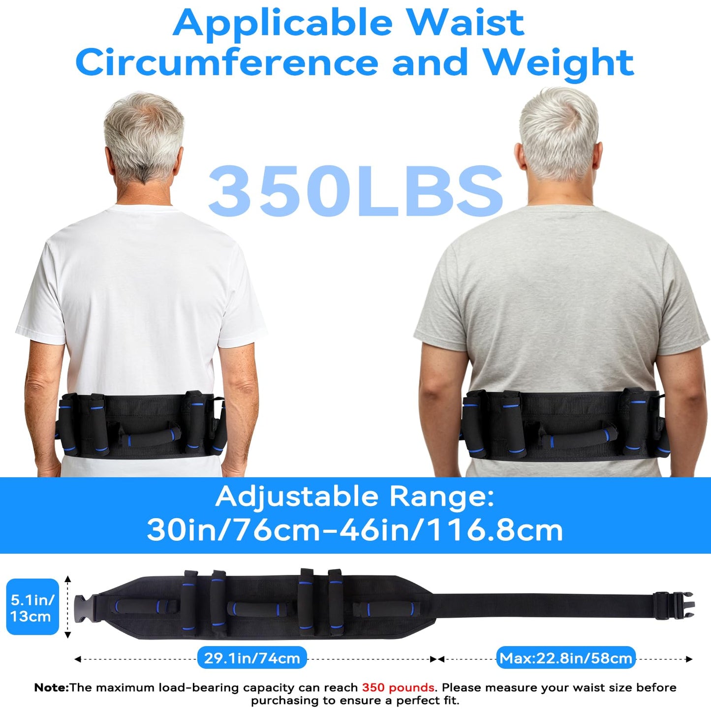 Gait Belts for Seniors, Gate Belt Medical for Elderly with 7 Handles, Patient Transfer Belt, Lift Belts Physical Therapy with Quick Release Buckle Standing Aids & Support for Elderly Safety Belt
