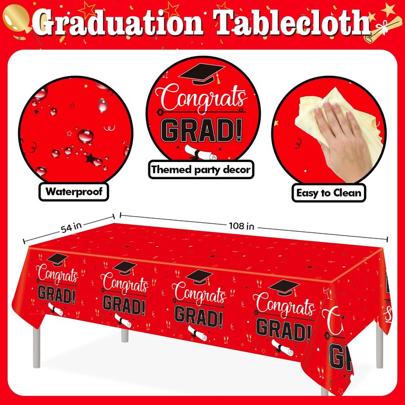 DMIGHT Graduation Decorations 2026, Class of 2026 Backdrop, Banner, 2026 Foil Balloons, Tablecloth, Hanging Swirls, Honeycomb Centerpieces, Party Supplies Decorations Set for College (RED)