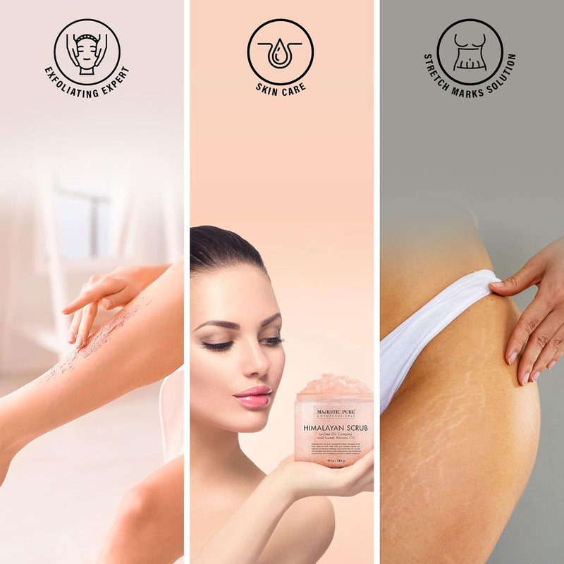 Himalayan Salt Body Scrub with Lychee Oil - Exfoliating & Moisturizing 10 oz