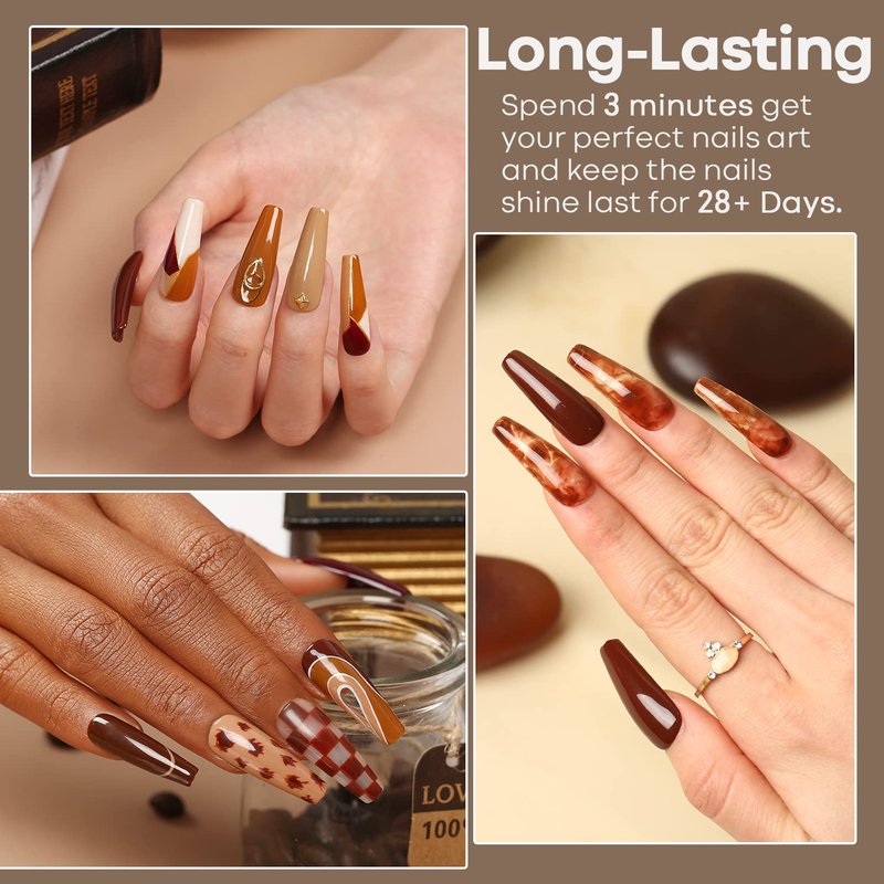 modelones Gel Nail Polish Set - 6 Colors Winter Fall Skin Tone Nude Gel Polish Brown Beige Khaki Nail Gel Polish Set Neutral All Skin Tones Soak Off French Nail Art Manicure DIY Home Salon Gift