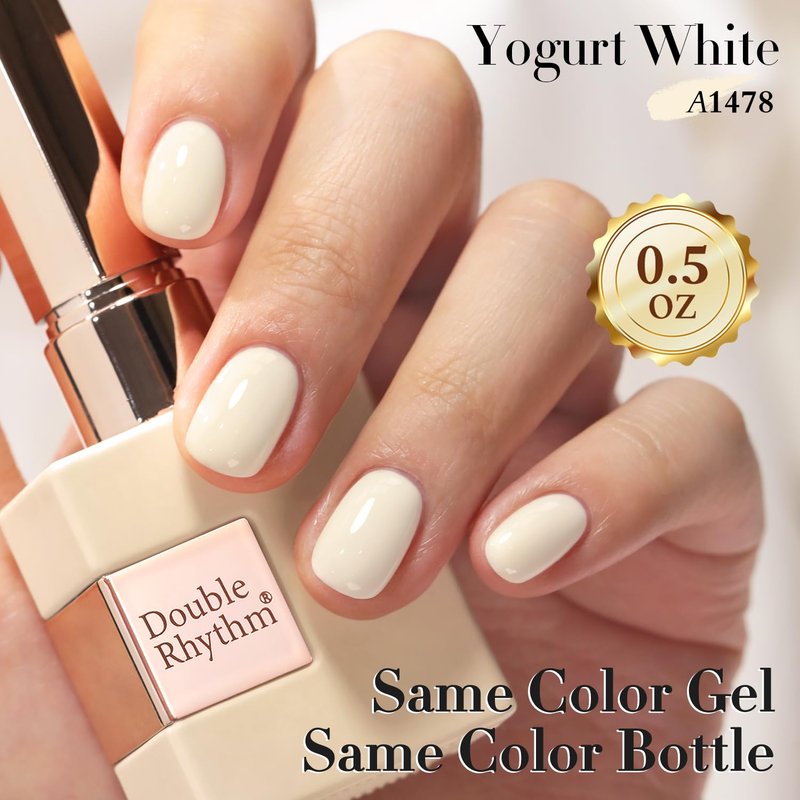 Double Rhythm 15ML Gel Polish Pure Sheer Same Color Same Bottle Soak Off Gel Polish Art Manicure Salon DIY at Home for Women (Beige White-A1478)