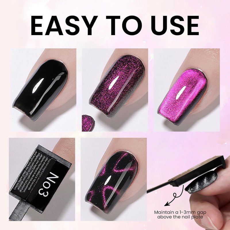 37 PCS Cat Eye Magnet Set, 6 In 1 Nail Polish Magnets for Nail Polish Gel, Hearts Flowers Magnets for Nails, Nail Art DIY Design Supplies for Home, Salon