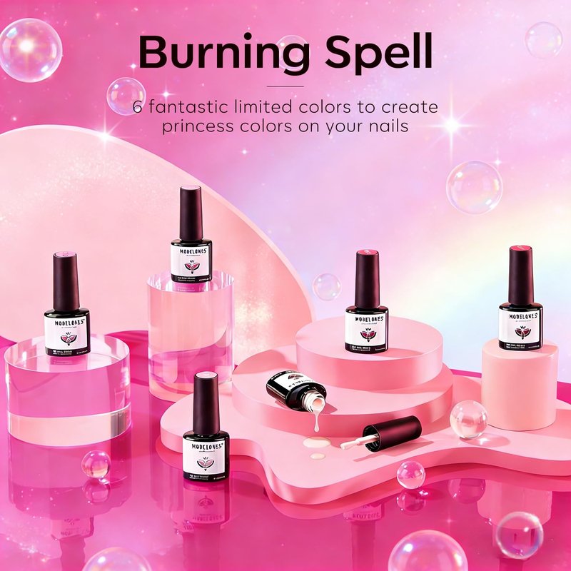 modelones Pink Gel Nail Polish Set- 6 Colors 2026 Summer Spring Pastel Hot Pink Tones Neon Milk Pink White Gel Polish Magenta Light Soft to Dark LED Nail Art for Nail Lovers Gift DIY Starter Kit