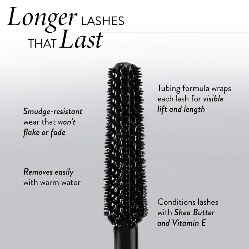 LAURA GELLER Long-n-Lifted Tubing Mascara – Lengthening & Lifting Mascara That Won’t Smudge or Flake – Gentle Tubing Formula Removes with Warm Water – Black