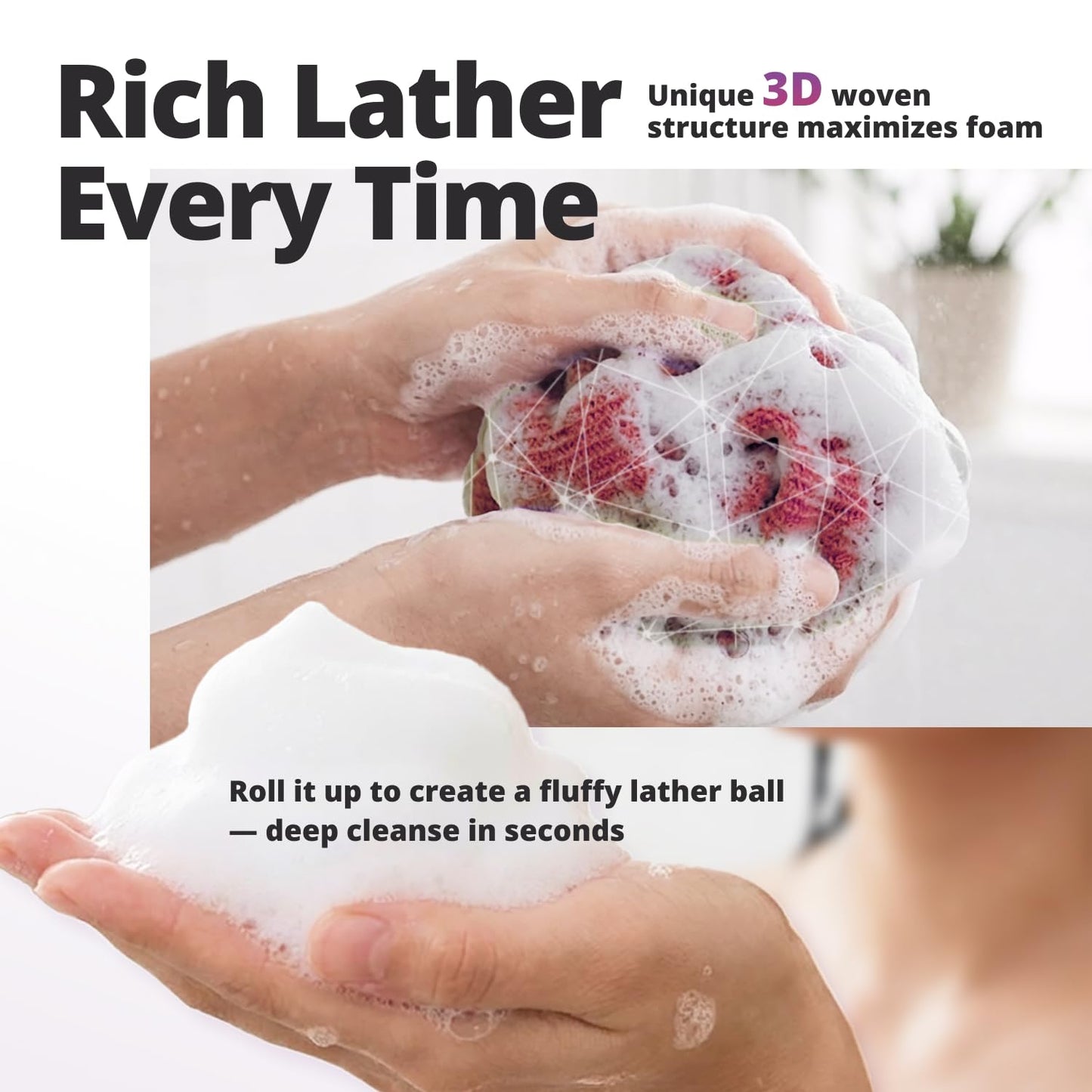 aisen Japan - Gentle Exfoliating Shower Towel, Ultra-Soft Japanese Nylon Body Scrubber, Long 47" Back Towel, Quick-Dry, Colorfast & Odor-Resistant, Made in Japan | Home & Spa (Wine Red)