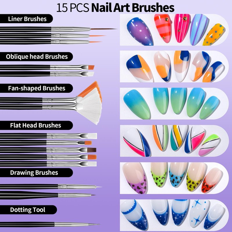 FANDAMEI Nail Design Tools, Nail Art Tools, Nail Brush, Nail Art Kit With Nail Stand, Nail Holder For Painting Nails, Nail Art Brushes, Nail Dotting Tool, Nail Art Palette, Nail Tools For Nail Art