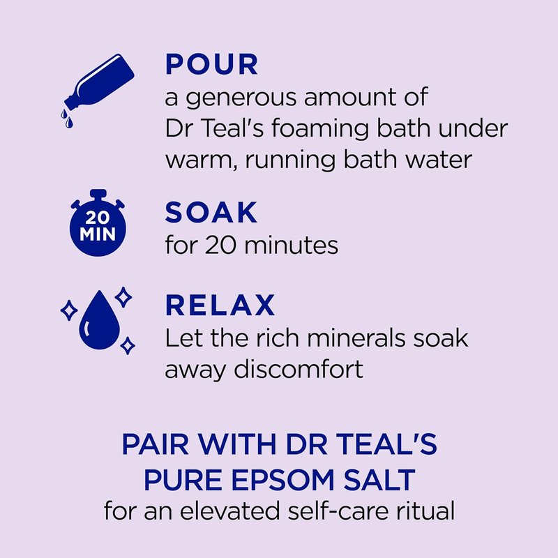 Dr Teal's Foaming Bath - Pure Epsom Salt for Soothe & Sleep | Lavender, 34 fl oz (Pack of 2)