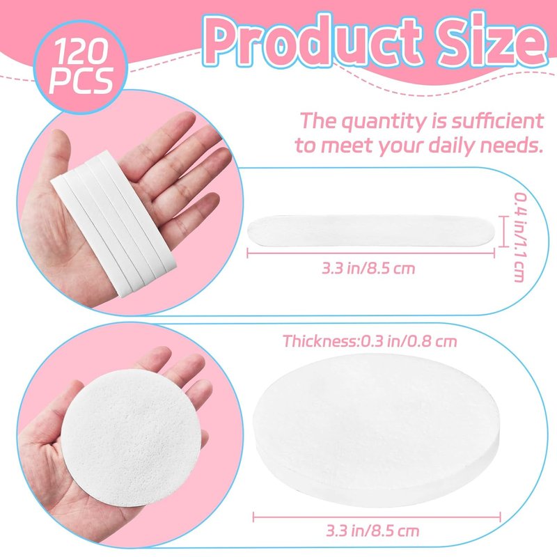 Skiennix 120 Pcs Facial Sponges - Compressed Natural Cleansing Pads for Exfoliating & Makeup Removal