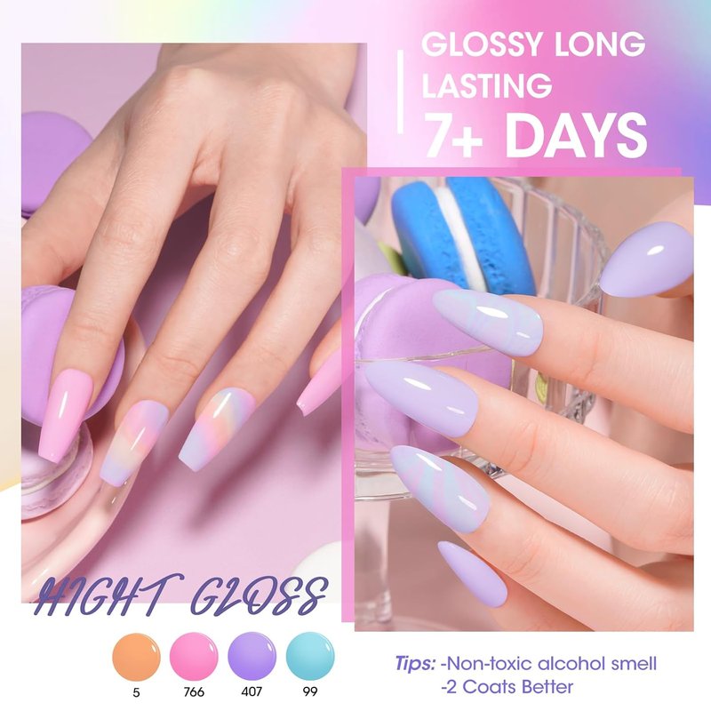 GELLEN Pastel Nail Polish - Quick Air Dry Non-Gel Formula | 6-Color Macaron Set for Finger, Toe & Fake Nails