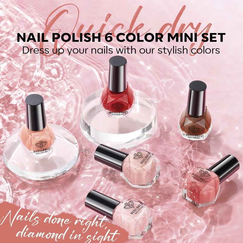 modelones Nail Polish Set 6 Colors Nude Nail Polish Jelly Set Red Pink Quick Dry Spring Summer Nail Polish 5ml (Sheer Nude Set)