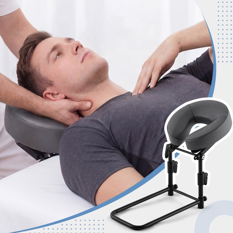 Qunclay Adjustable Massage Headrest for Bed, Portable Mattress Massage Face Cradle with Soft Pillow Cushion, Face Down Pillow After Eye Surgery for Professional and Home Use(Grey)
