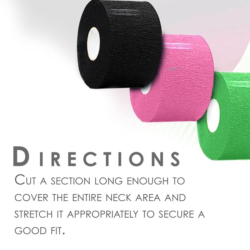 Level 3 Neck Paper Strips - Disposable Flexible Neck Strips for Barbers | Pre-Cut, Self-Adhesive, 5 Rolls (100 Each) - Black