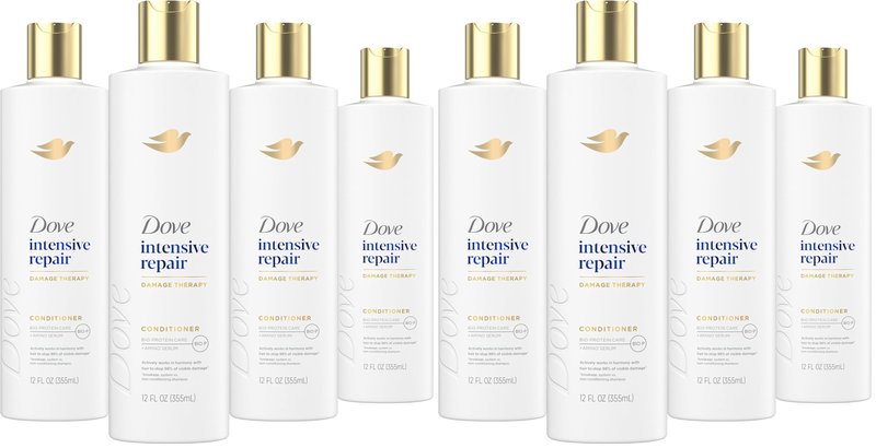 Dove Conditioner Intensive Repair for Damaged Hair Bio-Protein Care Technology and Amino Serum 12 oz,(Pack of 8)