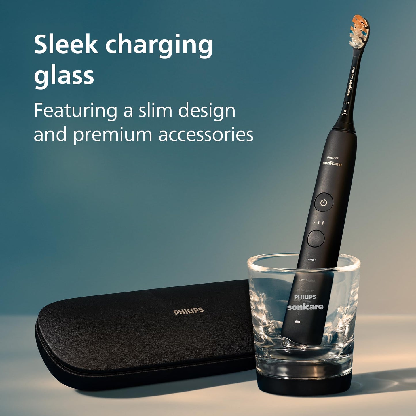 Philips Sonicare DiamondClean Smart 9500 Electric Toothbrush - Sonic Toothbrush with App, Pressure Sensor, 15 Brushing Settings, Replacement Reminder, USB Charging Travel Case, Black, Model HX9923/11