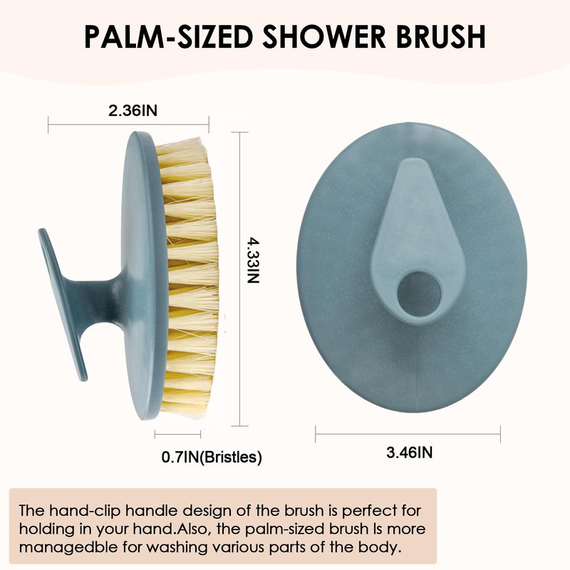 INNERNEED Food-Grade Soft Silicone Body Scrubber Shower Brush Handheld Cleansing Skin Brush, with PP Shower Brush for Exfoliating, Cellulite Treatment