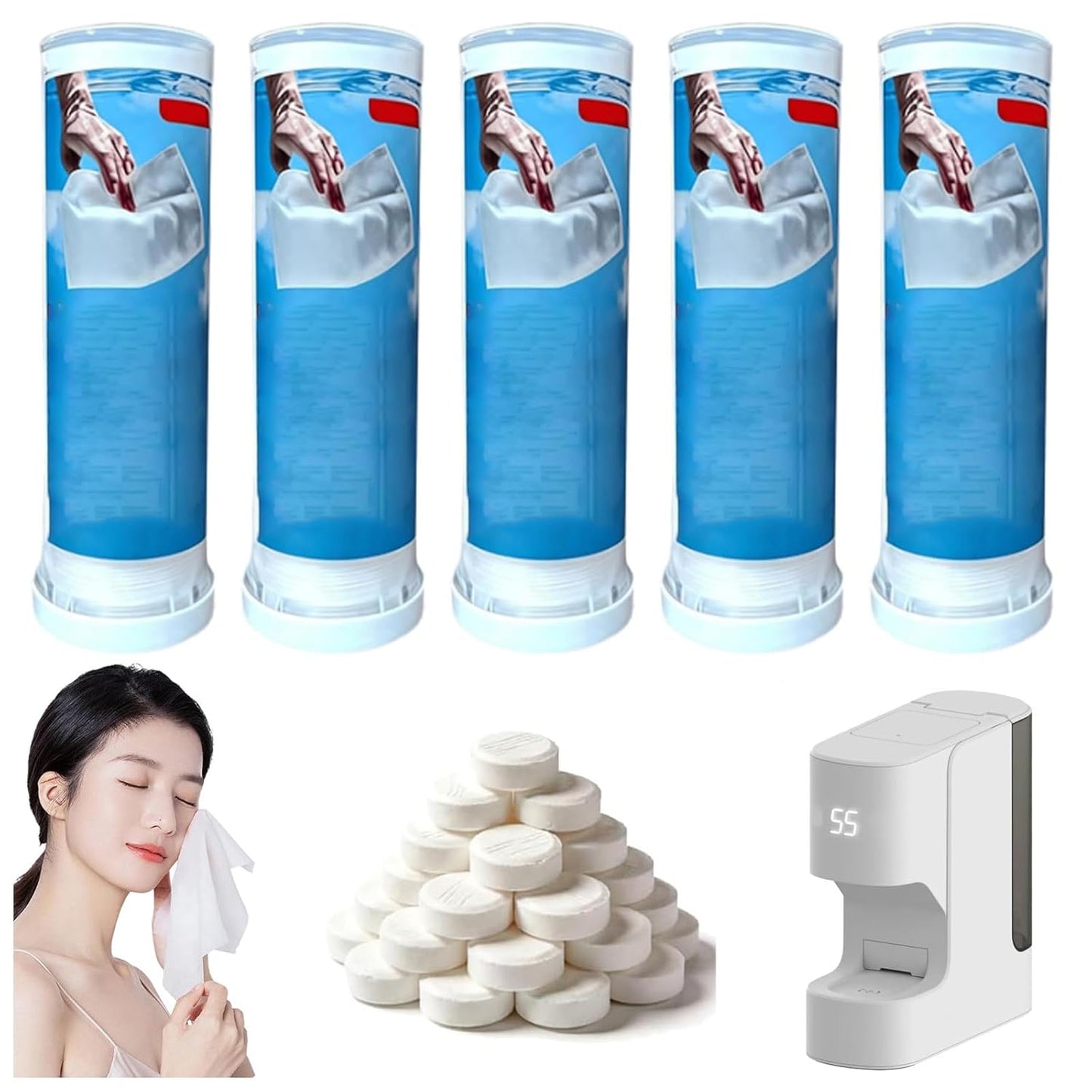 Skiennix Smart Hot Face Towel Heater - 5S Instant Heat, 5 Temperature Modes, Ultra-Quiet Dispenser | 100 Towels