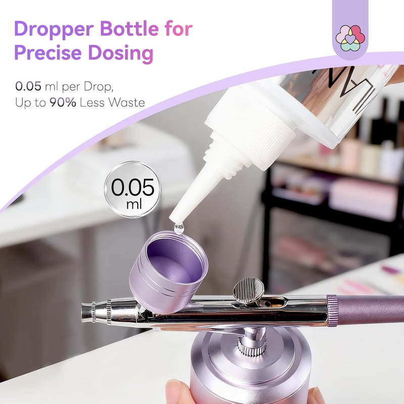 SAVILAND Airbrush Cleaner Kit - 240ml Low Odor, Acetone-Free Solution with Cleaning Brush & Nozzle Reamer for Nail Art