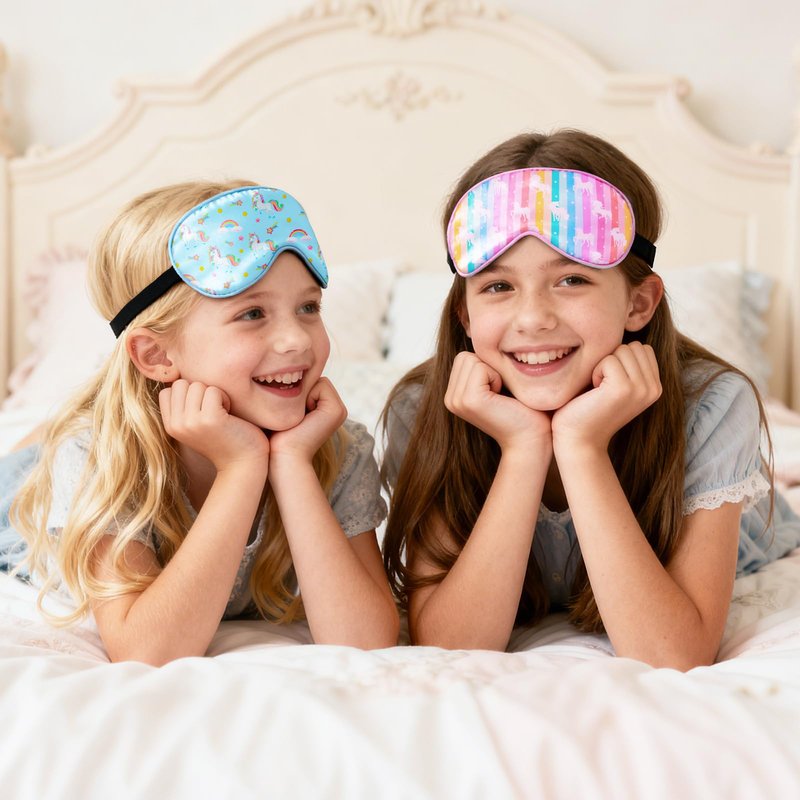 OlyPegic 2 Pcs Kids Sleep Mask Girls Silk Eye Mask Sleeping with Adjustable Strap Soft Lightweight Kids Eye Cover Mask Blindfold Shade Light Blocking Travel and Home Use Girls Teens Mermaid