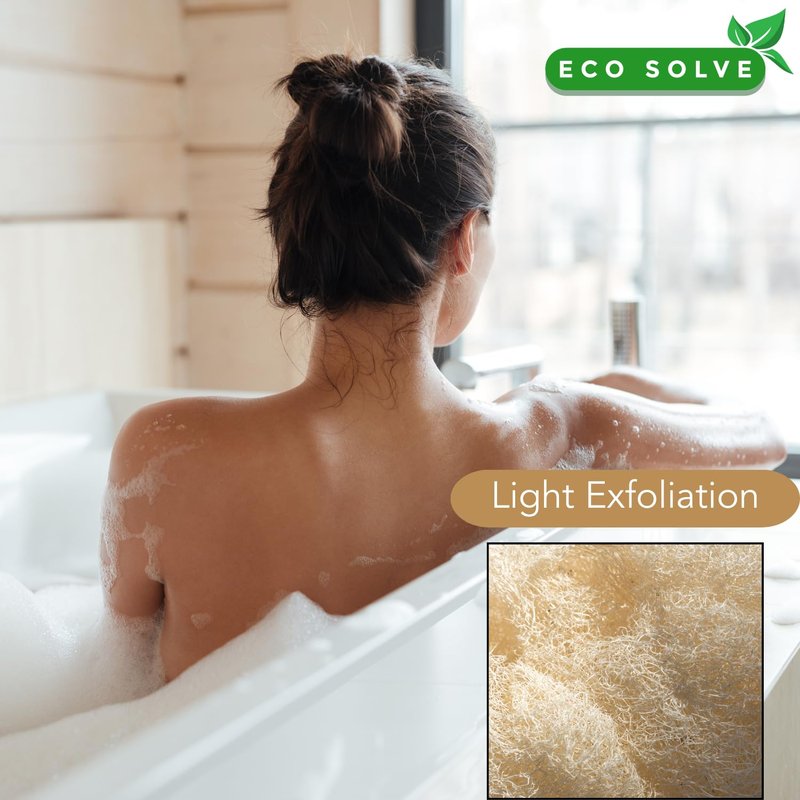 Eco Solve Natural Loofah Scrubber Head Refill (2 Pack), Bamboo Shower Loofah, Exfoliating Sponge