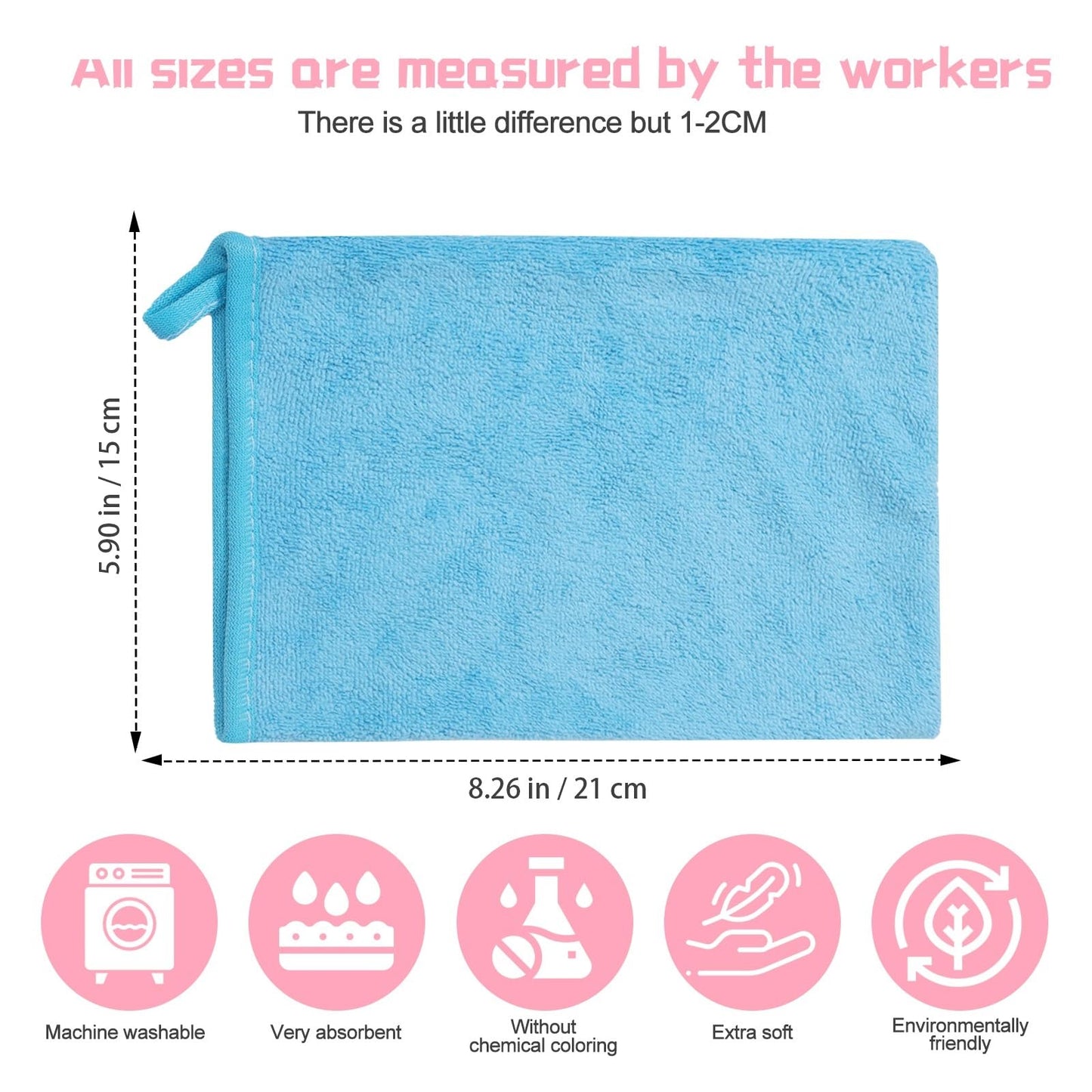 PHOGARY 10 Pack Microfibre Bath Mitts(6"x8"), European Style Washcloth Microfiber Wash Mitt, Reusable Makeup Remover Mitt Gloves Colorful Wash Cloth