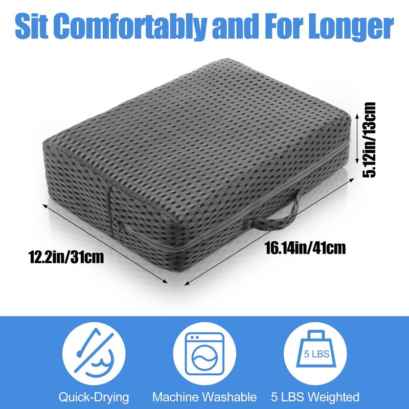 Threehoney 2 Pcs Hot Tub Booster Seat for Adults, 5 Inch 4D Mesh Spa Bathtub Booster Cushion with Suction Cups Micro Dot Quick Dry Non Slip Bottom Mat Tub Accessories for Indoor Outdoor(Grey)