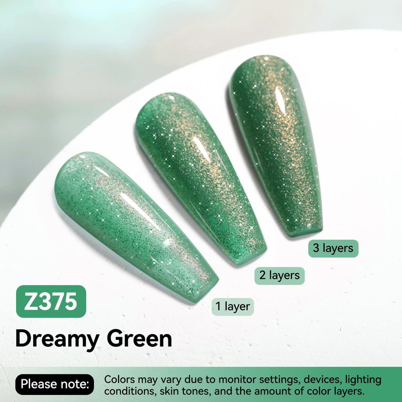 Nailshion Green Nail Polish, Fast Air Drying Sparkly Shimmer Dreamy Teal Glitter Nail Polish, 15 Toxic-free, High Shine Finish, Rich in Castor Oil, DIY at Home Nails Art Salon Travel Manicure Gift