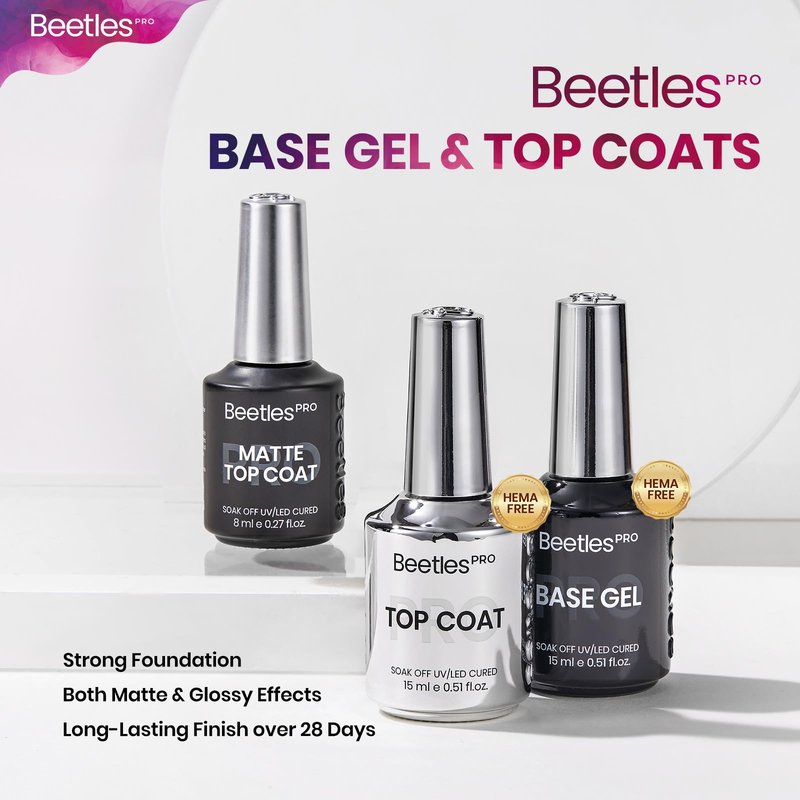 Beetles PRO Summer Gel Polish - Almost Okay Collection, 18 Colors 15ml Salon Polish Set with Base Coat, Glossy & Matte Top Coats, 6 Painting Gel For Nails Tools, UV Nail Lamp Cure Needed