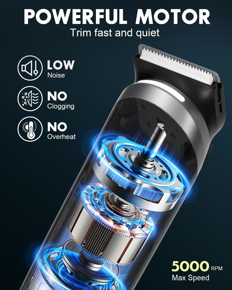 LOBINH Electric Body Hair Trimmer for Men - Pubic Shaver with Ceramic Blades (No Nicks) - Mens Wireless Ball Shaver, Waterproof Wet/Dry Electric Razor, USB Recharge Dock