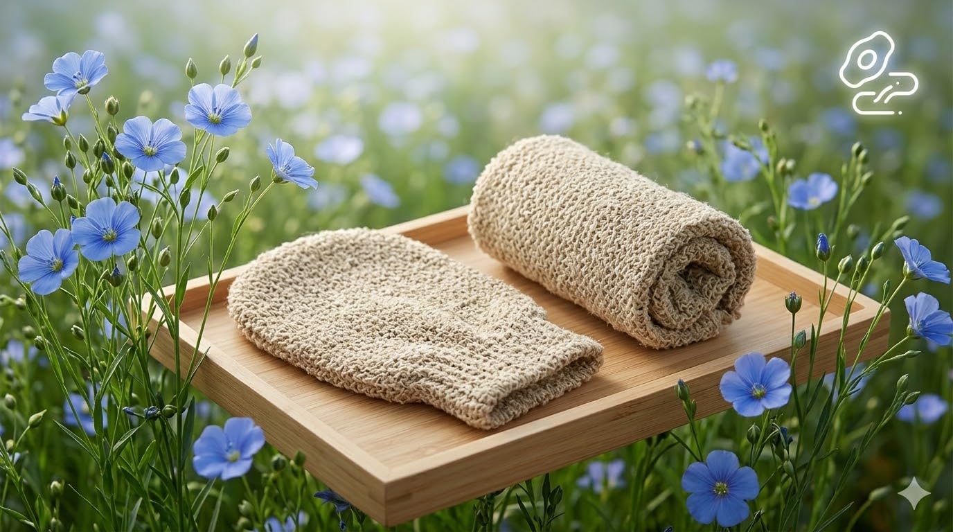 Niernika Hemp Exfoliating Bath Mitt 2 Pack, Durable Shower Glove Body Scrubber with Elastic Wristband, Cotton Blend Massage Shower Mitt for Daily Bathing