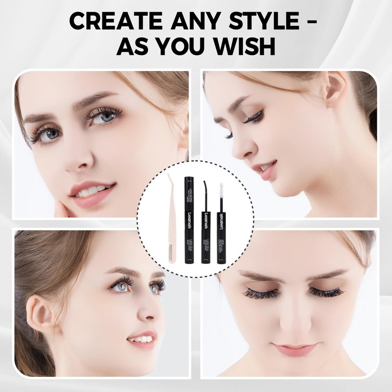 Lunarush Lash Extension Kit DIY 240pcs Lash Clusters Eyelash Extension Kit, 9-16mm 30D 40D Individual Lashes Kit,Lashes Lash Bond and Seal Tweezers(30D 40D KIT)
