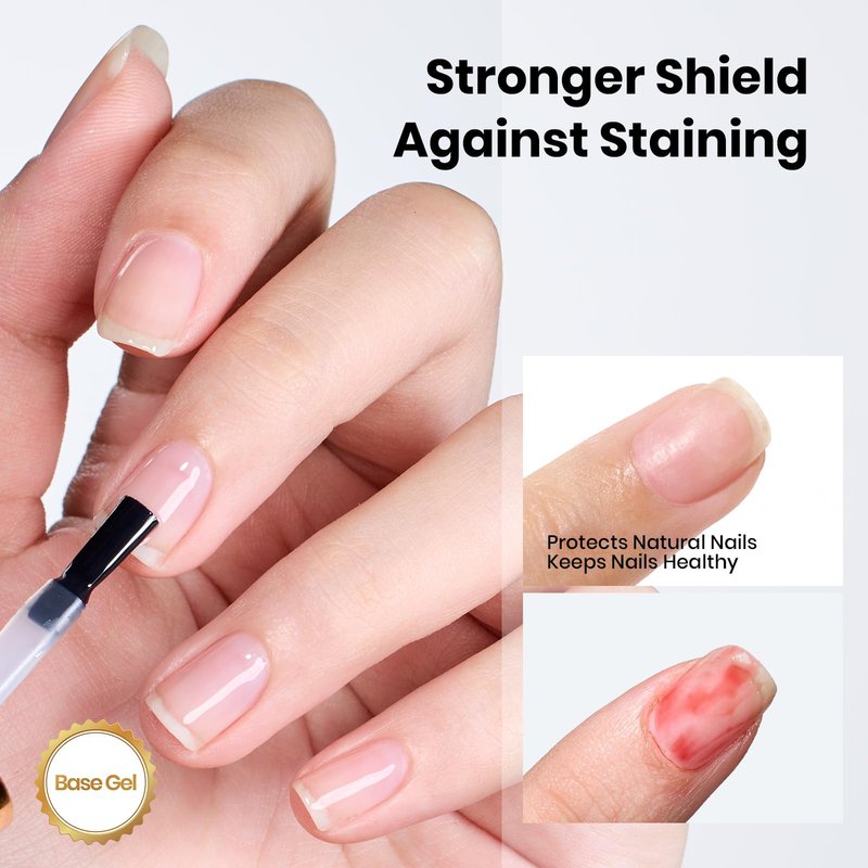 Beetles Gel Base and Top Coat Set 2Pcs 15ml, Stay Shining No Wipe Top Coat Gel Nail Polish & Strong Adhesion Base Coat Long Lasting High Gloss UV Lamp Needed Nail Art Design Manicure Gifts for Women