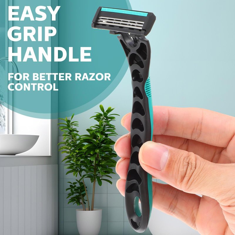 Leriton 100 Pcs Men's Disposable Razors Bulk 3 Blade Men Razors for Head Sensitive Skin Comfortable Shave, Individually Wrapped