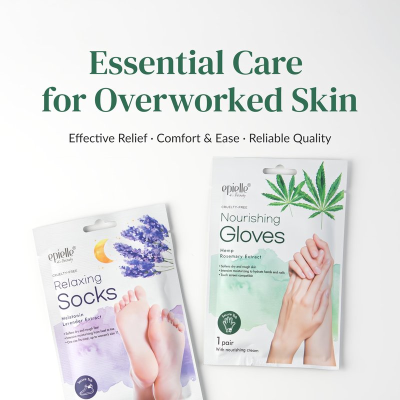 Epielle Relaxing & Nourishing Hand & Foot Masks, Soften Dry, Overworked Skin, Self Care Gifts for Women, Spa Kit, Mothers Day Gifts, 6 Moisturizing Gloves & 6 Moisturizing Socks