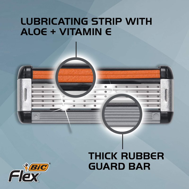 BIC Flex 5 Hybrid Men's 5-Blade Disposable Razor, 1 Handle and 4 Cartridges, 2 Count (Pack of 2)