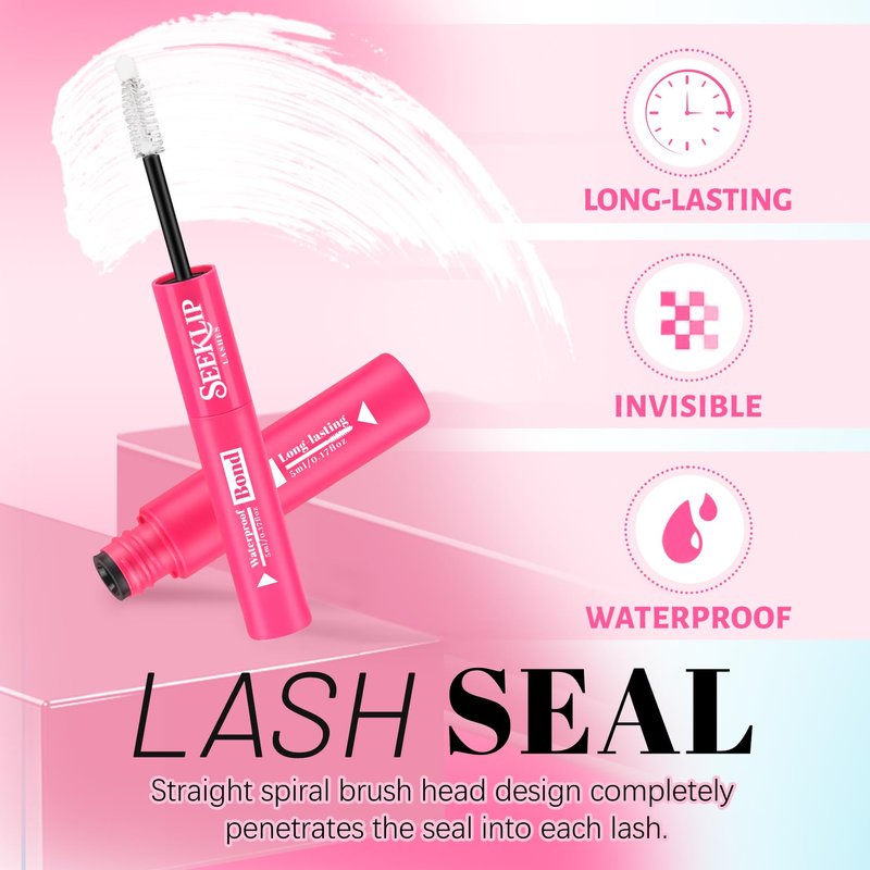 Lash Cluster Glue Waterproof Black Bond and Seal Eyelashes Glue Long Lasting Lash Glue for Eyelash Clusters 72 Hours Gentle Cluster Lashes Glue Frost Protection Lash Bond and Seal (Black,10ml)