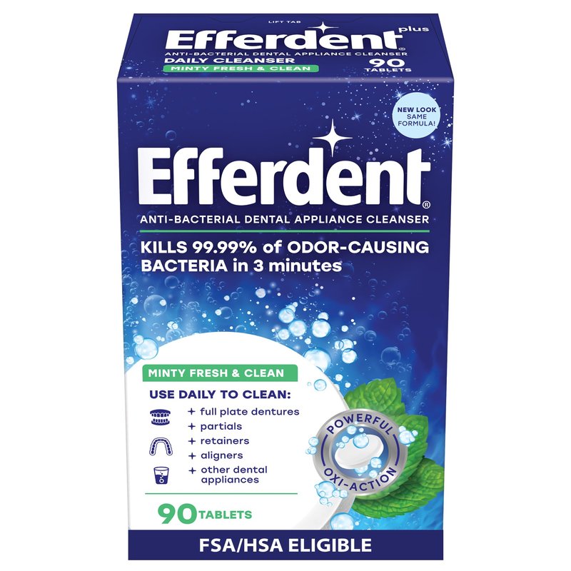efferdent Denture Cleaner Tablets – Dental Appliances, Aligners, Mouth Guard, and Retainer Cleaner Tablets, Minty Fresh & Clean, 44 Count (Pack of 6)