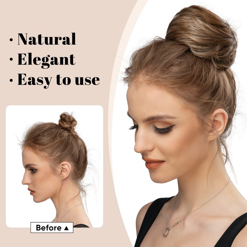 SARLA Donut Chignon Hair Bun Extension Clip in Ballerina Synthetic Hairpieces Updo Hair Piece For Women Lady Q3
