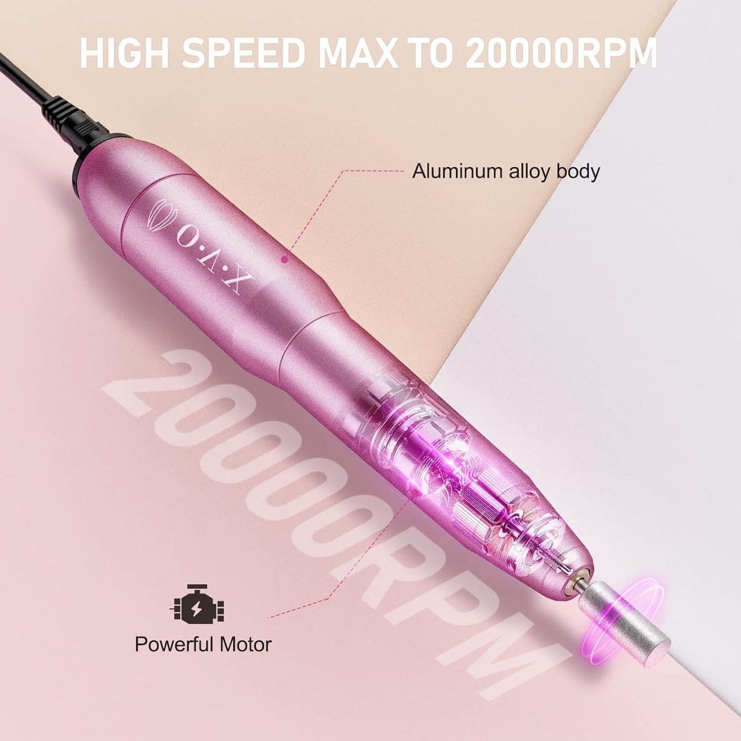 Skiennix Portable Electric Nail Drill - 20000 RPM Professional Manicure & Pedicure Kit | Acrylic Nail Set