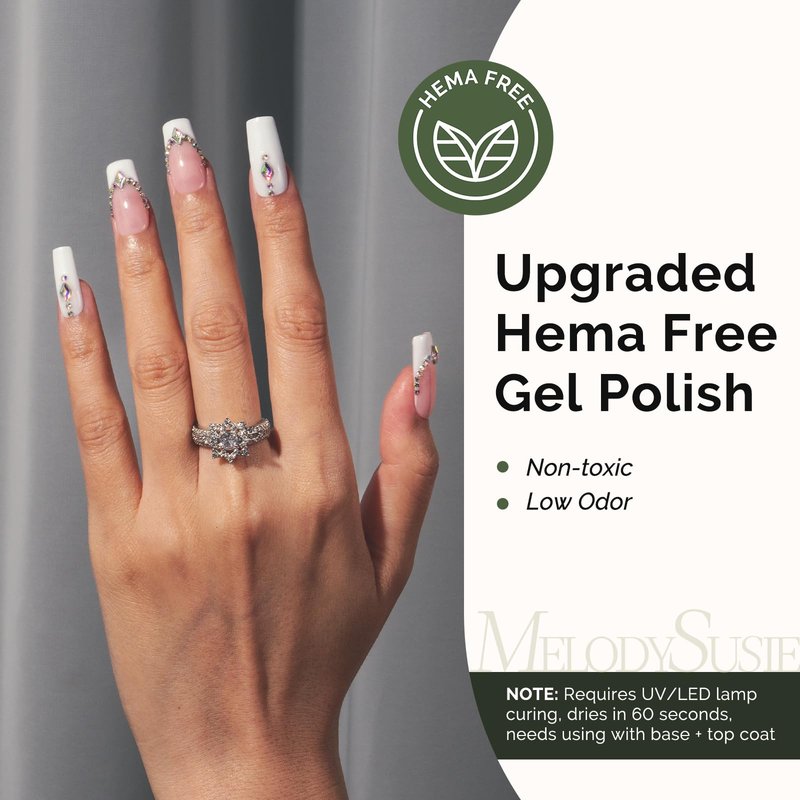 MelodySusie Hema Free Gel Nail Polish, 0.5 Fl Oz Thick White Gel Polish, Non Toxic, Long Lasting, Soak Off UV Nail Polish, Manicure Nail Design Salon DIY Nail Art at Home 479