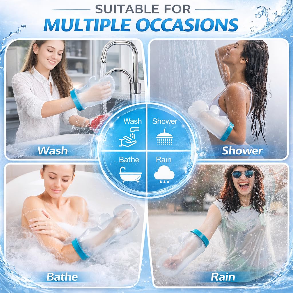 Waterproof Hand Cast Cover for Shower After Surgery — Reusable Leak-Proof Wrist & Finger Cast Protector for Adults, Comfortable Watertight Cover for Broken Hand, Wound, Swimming & Daily Recovery