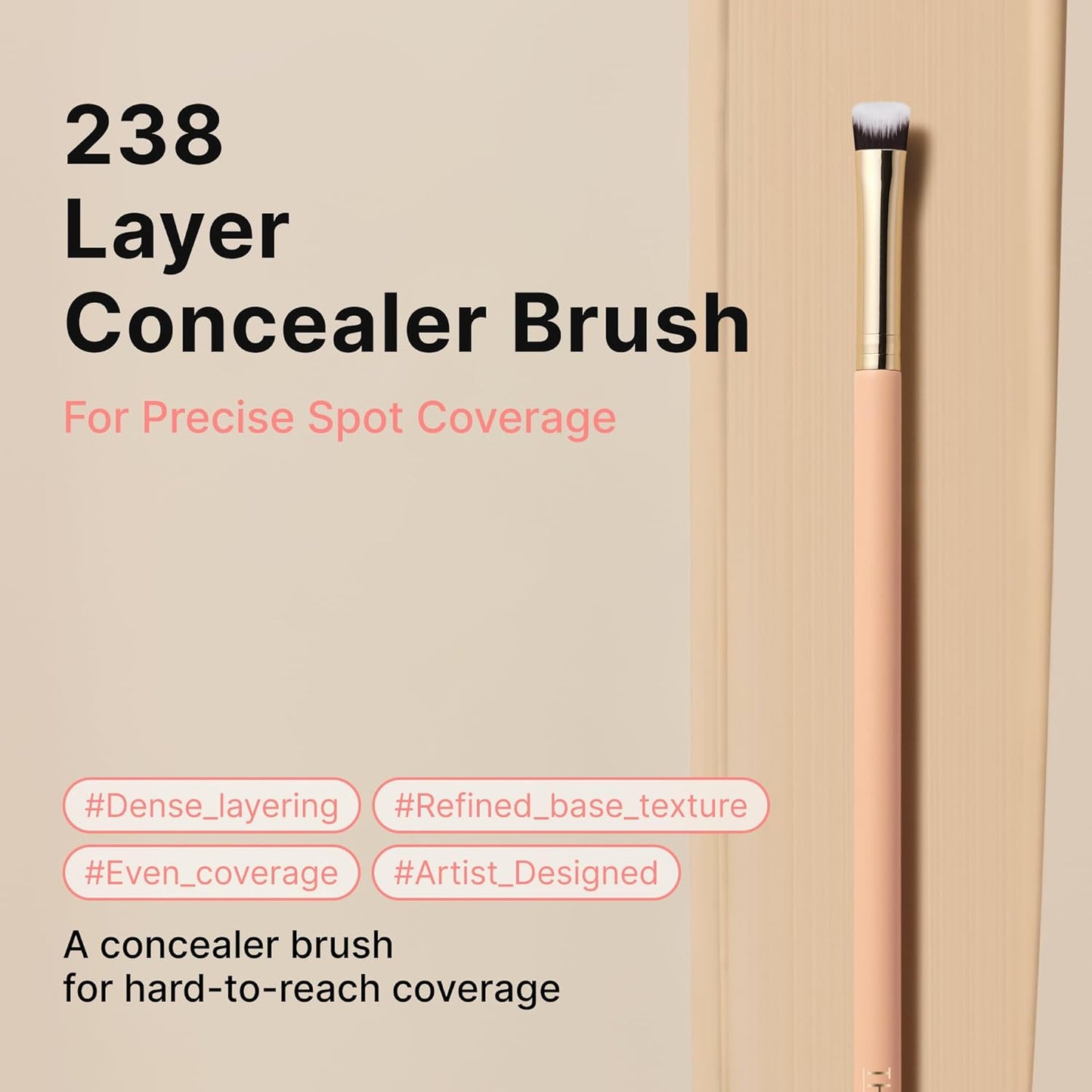The Tool Lab 238 Layer Concealer Brush - Precision Flat Makeup Brush for Under Eye Coverage