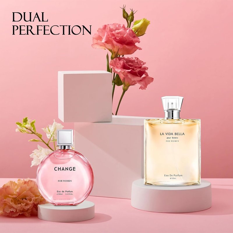 AFLUXE Women’s Perfume Combo - La Vida Bella & Change | Long-Lasting 3.4 Fl Oz Eau De Parfum Set