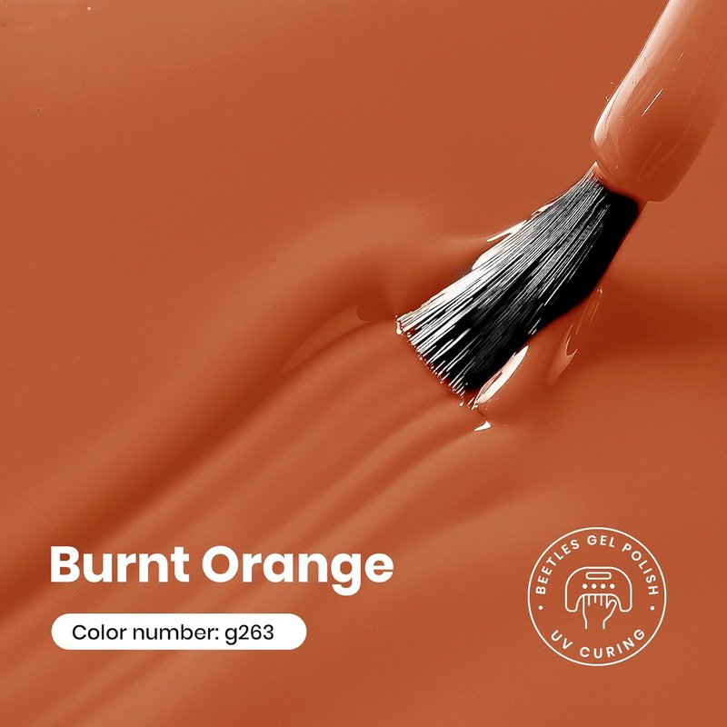 Beetles Orange Gel Nail Polish - Dark Orange Soak Off Gel for DIY Nail Art | 15ml
