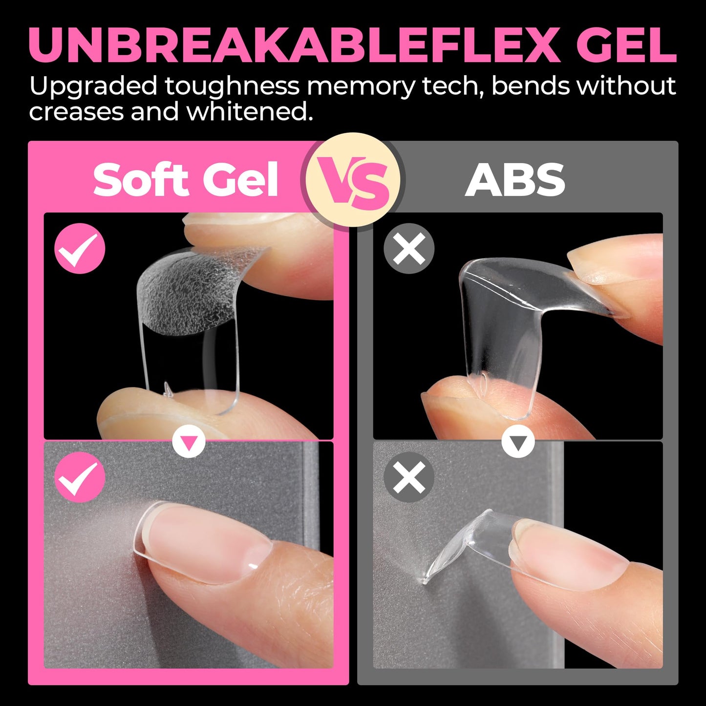 UNA GELLA Short Square Nail Tips Squoval 504PCS Pre Etched Extra Short Soft Gel Fake Nails Tips for Women DIY Squoval Press On Nails Extension French Style Salon Full Cover Acrylic Tips 12 Sizes