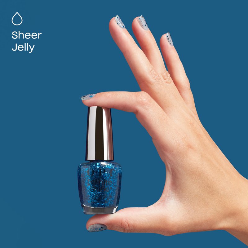 OPI Infinite Shine Dust the Competition | Jelly Dark Blue Glitter Long Wear Gel Like Nail Polish | Make 'Em Jelly! Collection | Summer 2025