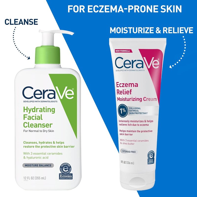 CeraVe Eczema Relief Moisturizing Cream with Colloidal Oatmeal, Shea Butter & Vitamin E For Dry Skin & Itchy Skin Relief, Steroid Free & Paraben Free, 8oz