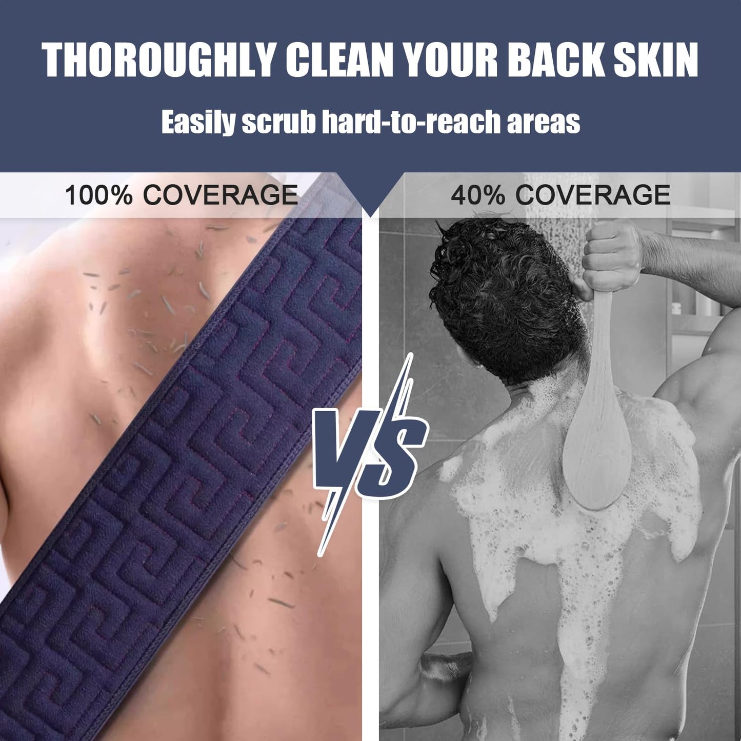 Back Scrubber for Shower for Women Men, 38 Inches Double-Sided Exfoliating Body Scrubber with Handles, Back Washer for Shower, Bath Scrubber for Body, Back Exfoliator Body Cleaner to Scrub Your Skin