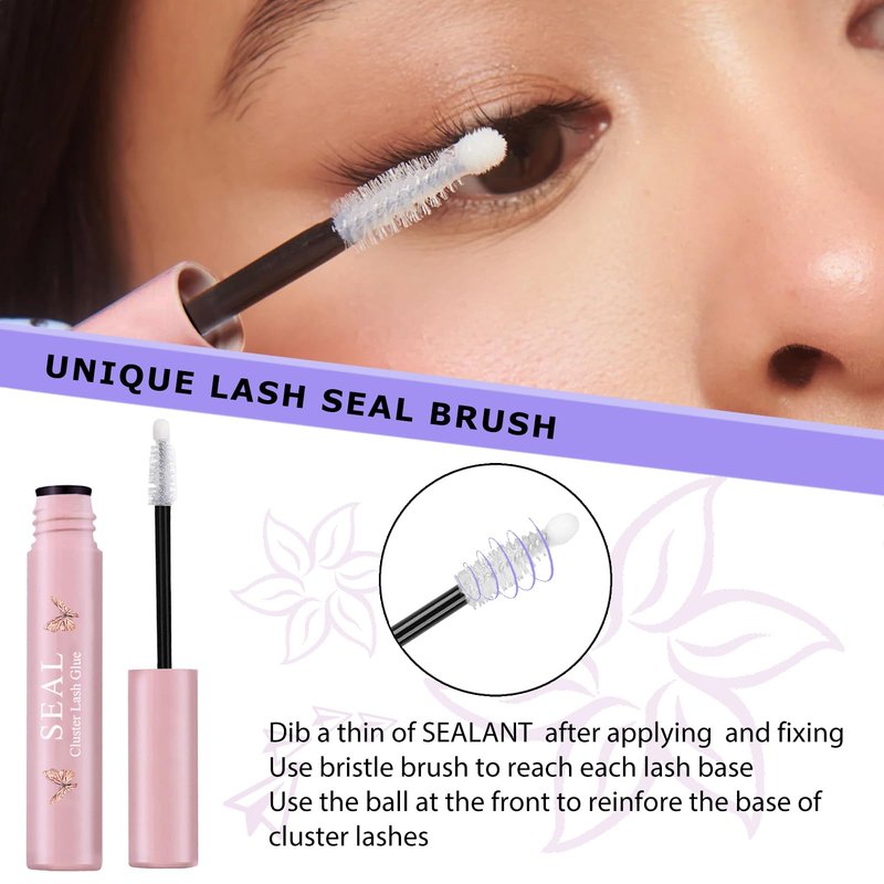 Lash Cluster Glue Bond & Seal – Waterproof Lash Glue for Eyelash Clusters, Long-Lasting Lash Bond and Seal, Includes Lash Remover for Easy Removal